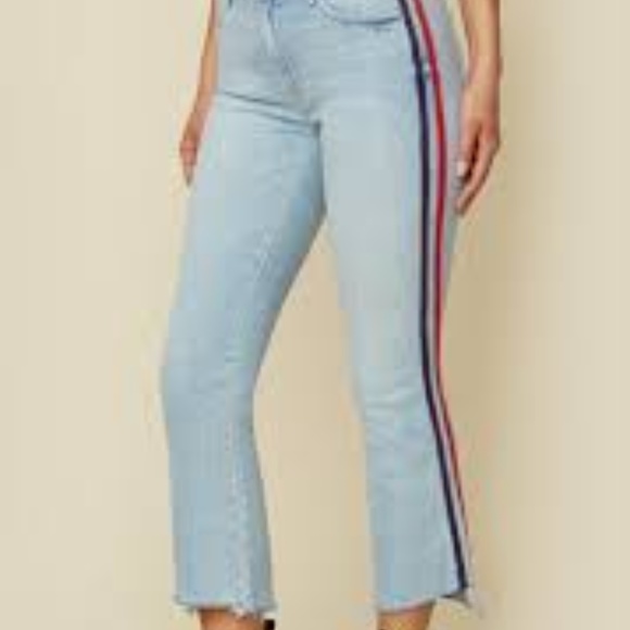 mother jeans with red stripe